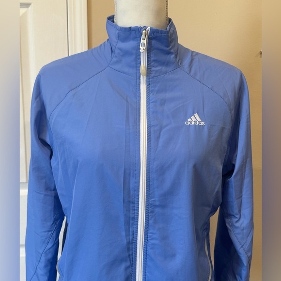 Adidas Women’s Blue Lightweight Full Zip Windbreaker Jacket Size Medium - Picture 3 of 6